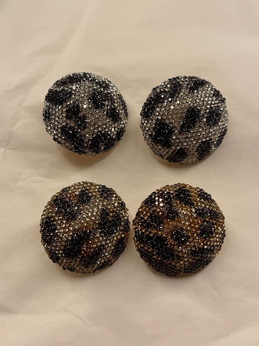 Orecchini bottoni animalier strass