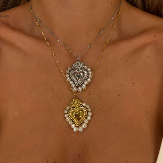 Collana cuore sacro e perle