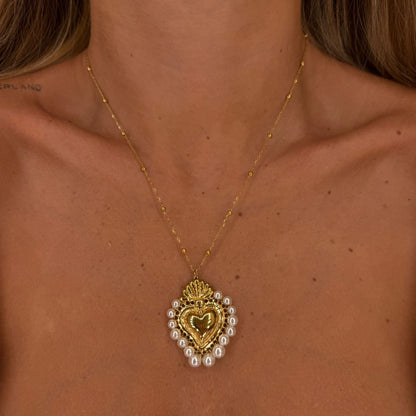 Collana cuore sacro e perle