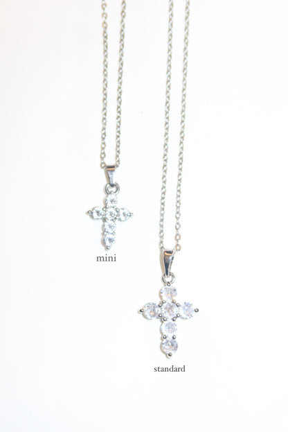 Collana Croce zirconi tondi mini