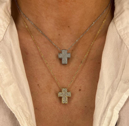 Collana mini crocette doppie