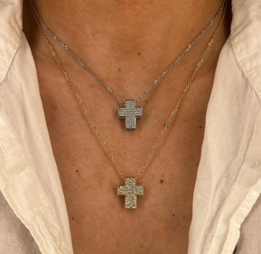 Collana mini crocette doppie
