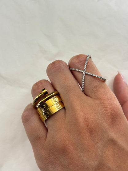 Anello X longuette in Argento 925