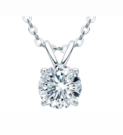 Collana punto luce Round Four Claws in Moissanite
