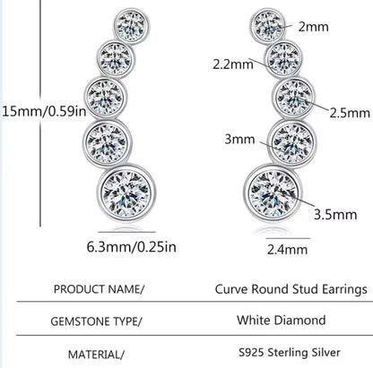 Orecchini scia round in Moissanite