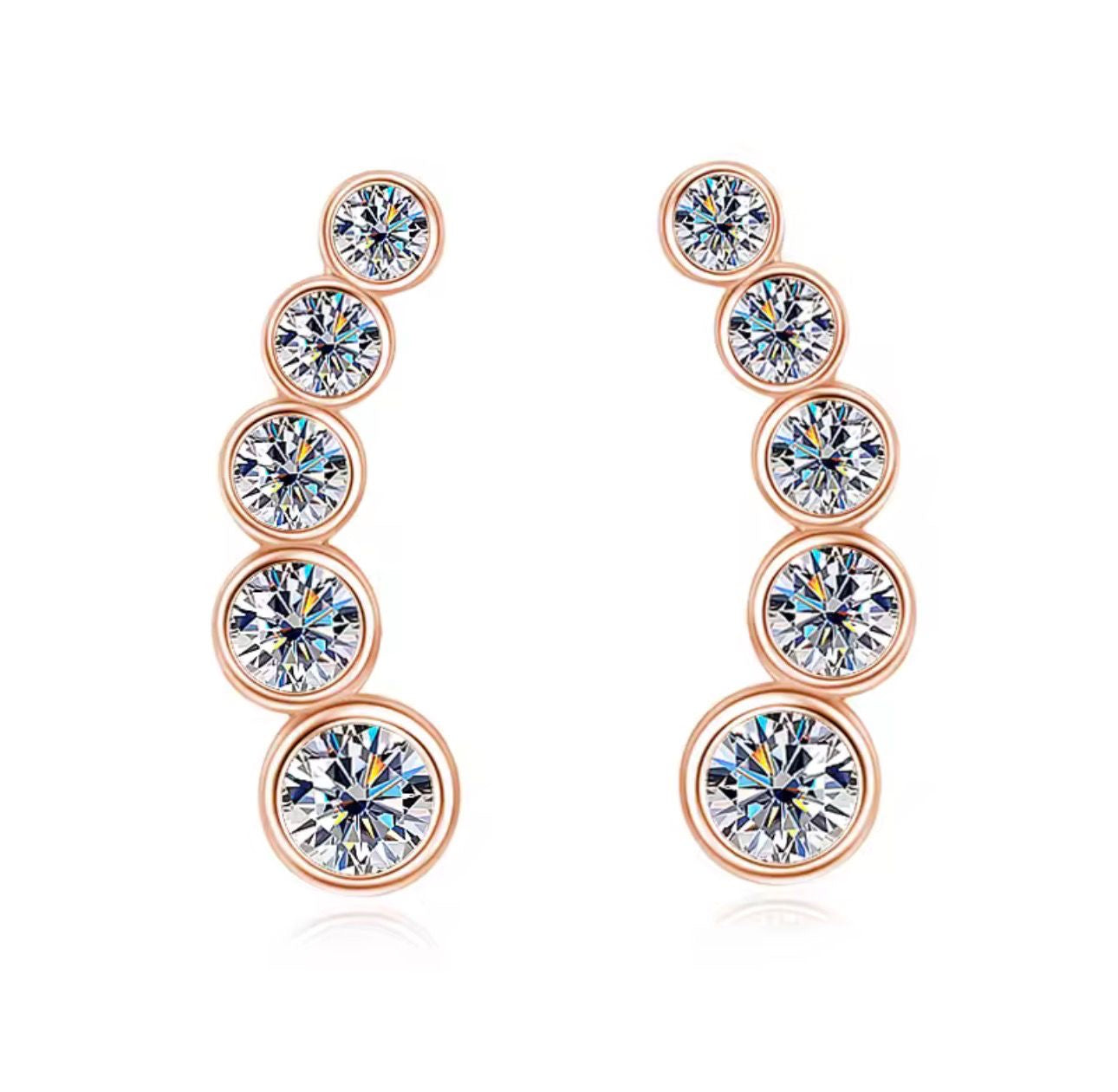 Orecchini scia round in Moissanite