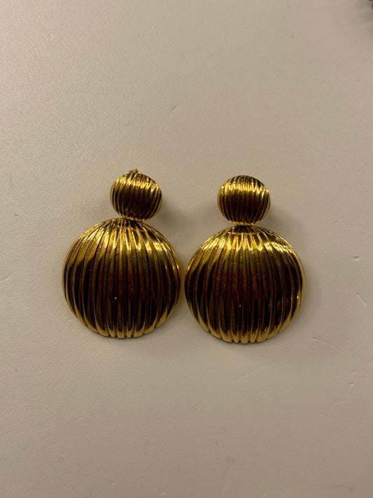 Orecchini double tondi rigati