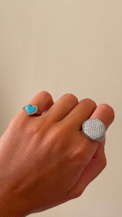 Anello da mignolo Cuore Turchese