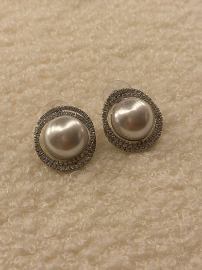 Orecchini perle vortice brillantini
