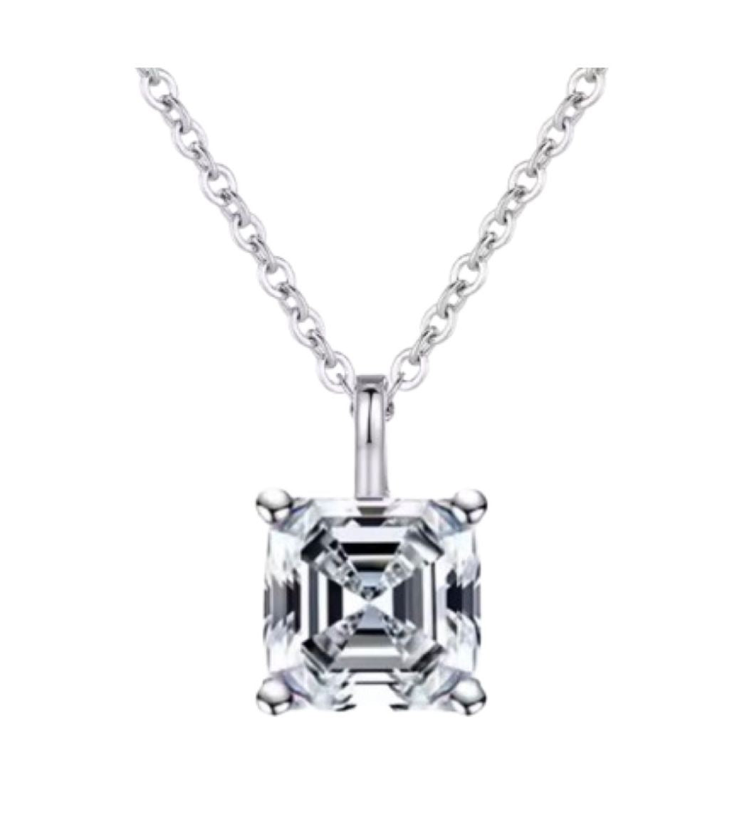 Collana punto luce taglio Asscher in Moissanite